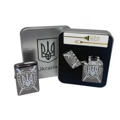 Дуговая электроимпульсная USB зажигалка ⚡️ Украина (металлическая коробка) HL-446-Black