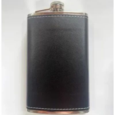 Фляга металлическая с кожаной обтяжкой, 10 унций BP-10 Black