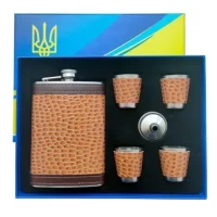 Подарочный набор фляга 9 унций + 4 рюмки по 30 мл + воронка TZ-47-1
