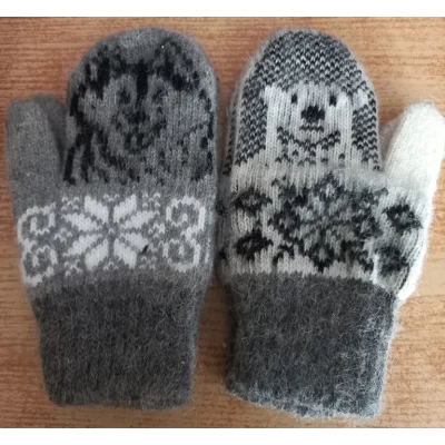 Варежки детские 5-7 лет (100% шерсть ангора)