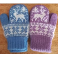 Варежки детские 7-9лет (100% шерсть ангора), в ассортименте