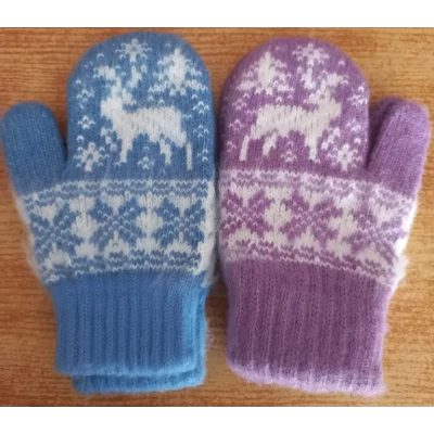 Варежки детские 7-9лет (100% шерсть ангора), в ассортименте