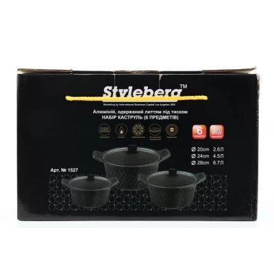 Набор кастрюль 3 шт мраморное покрытие 1527
