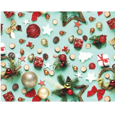 Новогодняя бумага для упаковки "Ёлочные украшения", 5 шт/уп