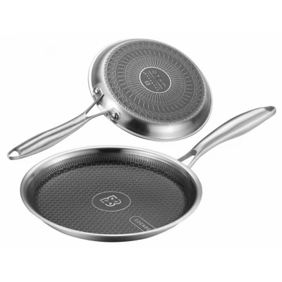 Сковорода блинная 22 см Edenberg EB-13052, Текстурированная Нержавеющая Сталь (Сотовый)