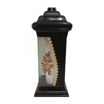 Лампадка стеклянная на 120 часов Каплычка черная "Роза 3-ка"