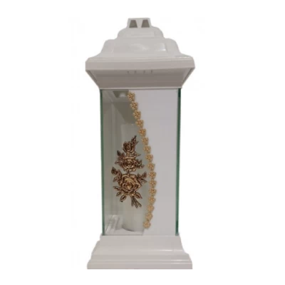 Лампадка стеклянная на 120 часов Каплычка белая "Роза 3-ка"