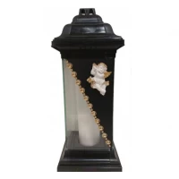 Лампадка стеклянная на 120 часов Каплычка черная "Ангел лепка"