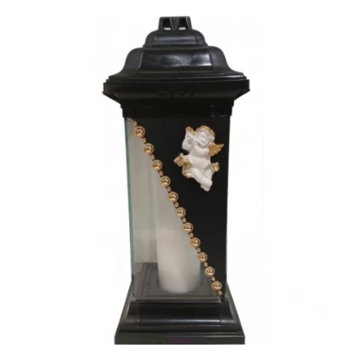 Лампадка стеклянная на 120 часов Каплычка черная "Ангел лепка"