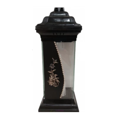 Лампадка стеклянная на 120 часов Каплычка черная "Нарциссы"