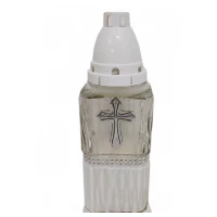 Лампадка стеклянная на 48 часов "Крест/квадрат белый"