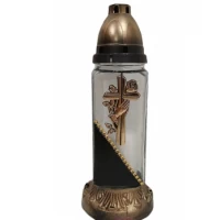 Лампадка стеклянная на 36 часов "День-ночь/крест с рукой"