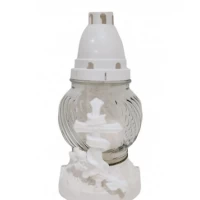 Лампадка стеклянная на 24 часа "Крест белый"