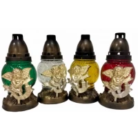 Лампадка стеклянная на 24 часа "Ангел с фонариком"