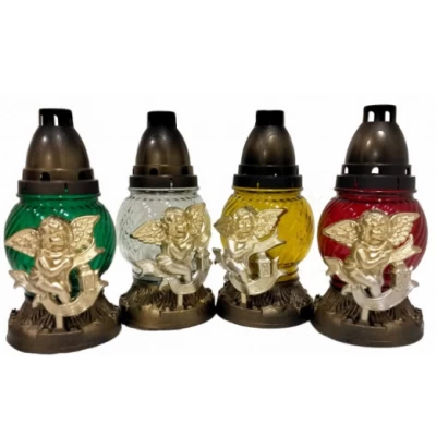 Лампадка стеклянная на 24 часа "Ангел с фонариком"