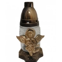 Лампадка стеклянная на 18 часов "Ангел золотой" прозрачная