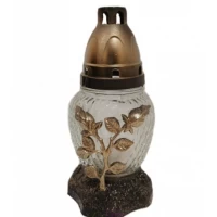 Лампадка стеклянная на 18 часов "Роза золотая"