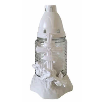 Лампадка стеклянная на 18 часов "Крест белый"