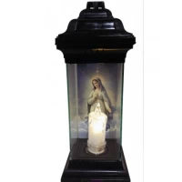 Лампадка Каплычка черная витражная с led-свечой "Дева Мария"
