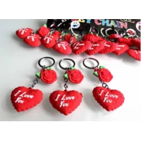 Брелок сердце с розами резиновый