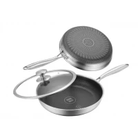 Сковорода с крышкой Edenberg EB-13056 из нержавеющей стали с трехслойным антипригарным покрытием 20 см