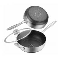 Сковорода с крышкой глубокая Вок Edenberg EB-13071 серебристая 24 см