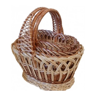 Плетеные корзины из лозы, набор 4шт (1 двойная ручка+3 одинарных)