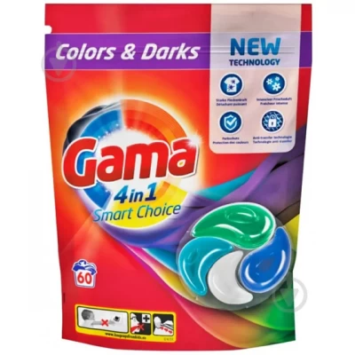 Капсулы для машинной стирки Gama Uni 4 в 1 60 шт
