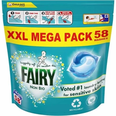Капсулы для стирки Fairy детских вещей, Non Bio (58шт.)