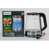 Электрочайник Rainberg RB-2262 стеклянный с LED подсветкой 2 л 2200 Вт