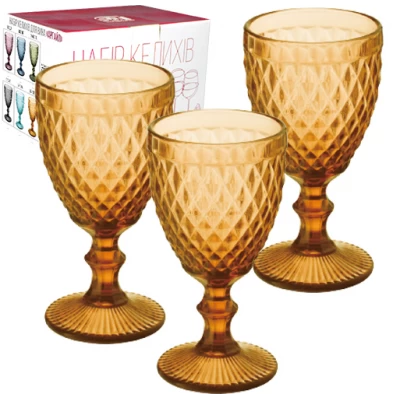 Набор бокалов для вина 6шт Аргайл 320мл янтарь