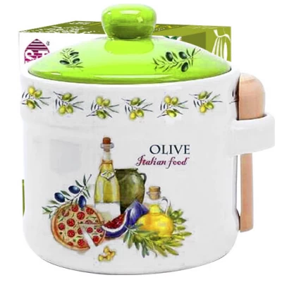 Банка для меда с деревянными ложкой ‘Итальянские блюда’