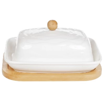 Масленка фарфоровая Волна Naturel, 17см