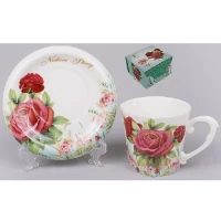 Чашка фарфоровая 220мл с блюдцем