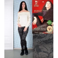 Зимние женские лосины с начёсом "Юлия" A806 Бамбук 6xl шоколад с разными узорами