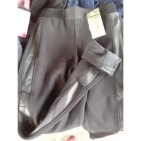 Брюки-лосины женские на меху, с кож. вставками, черные. Sona. размеры S/M, L/XL, 2XL/3XL