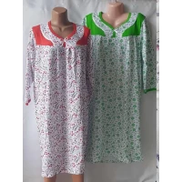 Ночная рубашка тёплая с начёсом (хлопок 100%), рукав 3/4, Размеры батал (50-60). Узбекистан