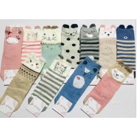 Носки с ушками и мордочками для девочек Золото,  размер 25-30, 30-35, 35-39 