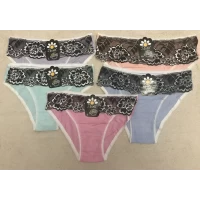 Трусы хлопковые с кружевом, размеры 46-50