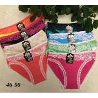 Трусы хлопковые с кружевом, размеры 46-50