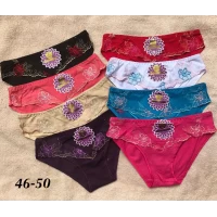 Трусы хлопковые с кружевом, размеры 46-50