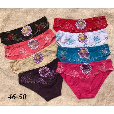 Трусы хлопковые с кружевом, размеры 46-50