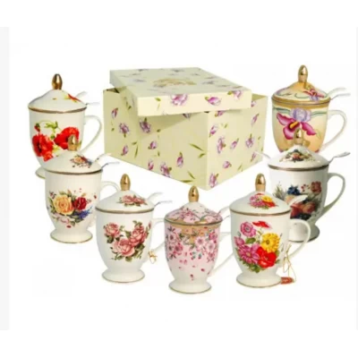 Чашка заварник с металлическим ситом и керамической ложкой (380мл)