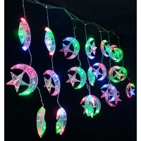 Новогодняя Светодиодная Гирлянда Мини Штора Луна и Звезды 120Led 3 х 0,45 м  (цввета в ассорт)