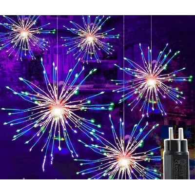 Светодиодная Гирлянда Штора Фейерверк 5 Пучков, Теплый Белый, Мульти (O-17A)