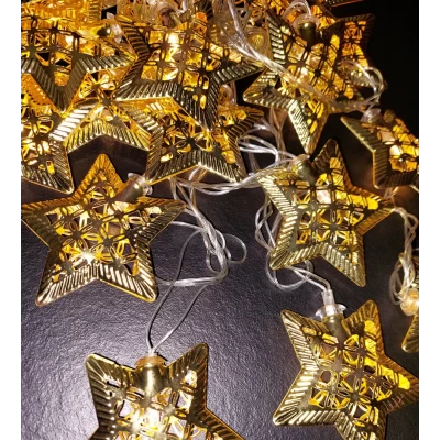 Новогодняя Гирлянда Нить 20 Led Лампочок Фигурки Металлические Звезды