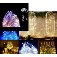 Новогодняя Светодиодная Гирлянда Нить Капля на Проволоке 50 Лампочек 5м, на Батарейках