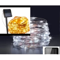 Светодиодная Гирлянда Нить Капля Росы на медном дроте с Солнечной Панелью 200 Led 20 м (цввета в ассорт) (O-17A)