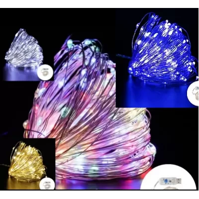 Новогодняя светодиодная Гирлянда Нить Капля на проволоке 200 L 20 м, от USB