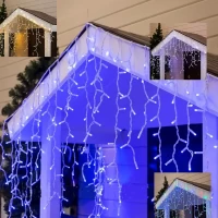 Уличная светодиодная Гирлянда Бахрома 120 Led, б/пр 5 х 0,7 м (чёрный/пр, белый/пр) (цвет в ассорт)